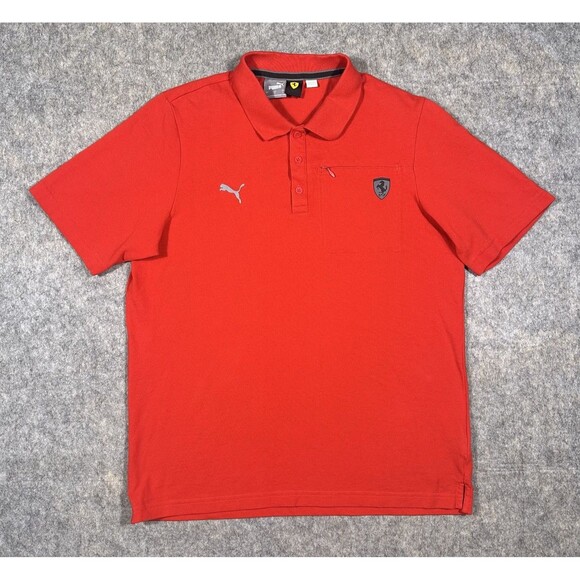 Puma Scuderia Ferrari Polo Shirt Men’s L Red Formula 1 Motorsports Racing Cars - Picture 1 of 12